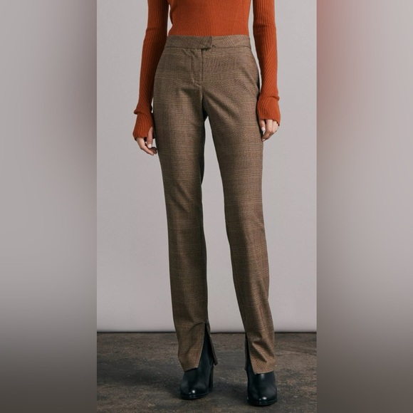 NWT Rag & Bone Rebecca Plaid Wool Pants, Brown/Beige, Straight Leg, Size 4 - Picture 3 of 14